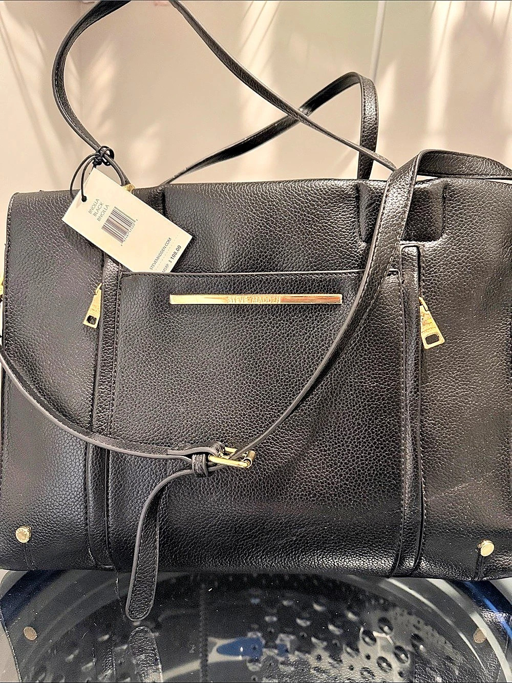 NWT Large, Multi-Compartment Steve Madden Bnolla Black Satchel Tote w/ Strap